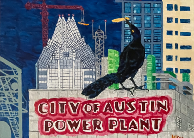 Austin Grackle Power (Again), 20×16 acrylic on canvas. Sold.