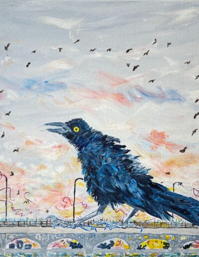 VALENTINE GRACKLE, 12x12x1.5 acrylic on canvas, sold.