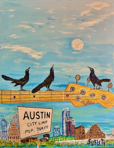Grackle City Limits: 11×14 limited ed .print $65