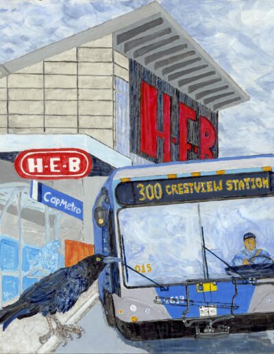 H-E-B Grackles No. 3, acrylic on panel, 18×18, $625.