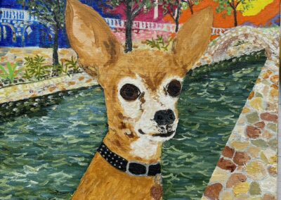 “Harper at the River Walk,” 12x12x1.5 acrylic on canvas, private commission.