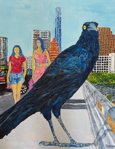 “Famous in Austin,” acrylic on canvas, 24x24x1.5, sold.