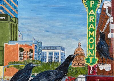 PARAMOUNT GRACKLES, 24x24x1.5″ acrylic on canvas, sold