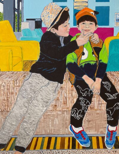 Sam & Elijah, 30×30 acrylic on canvas. A recent commission.