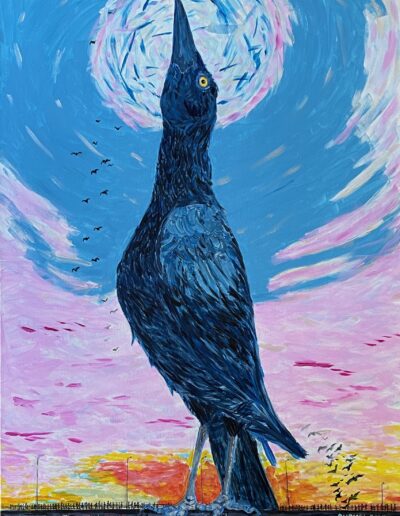 “Violet Crown Sunset,” 24x36x1.5 acrylic on canvas, Sold.